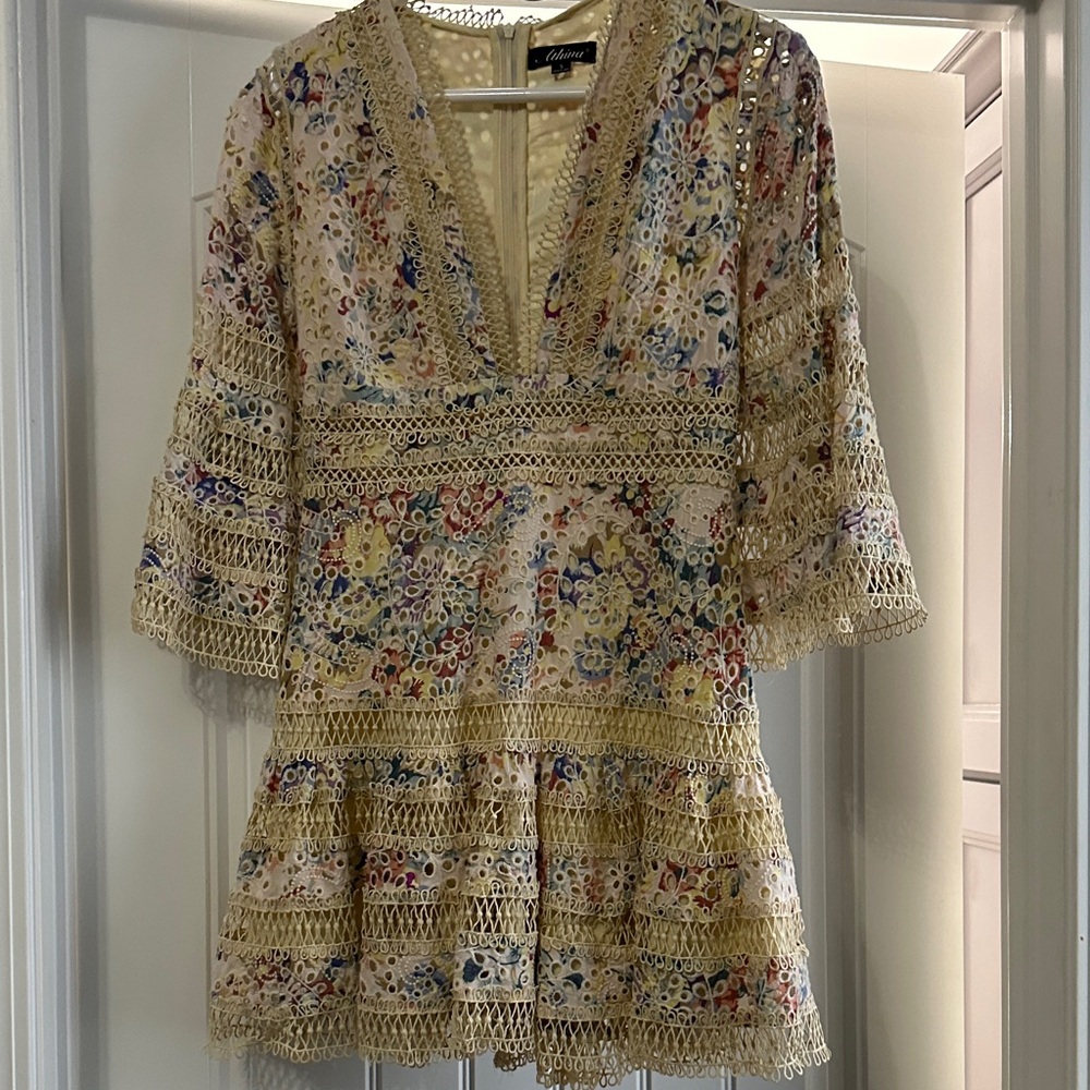 Athina Floral Crochet Lace Mini Dress